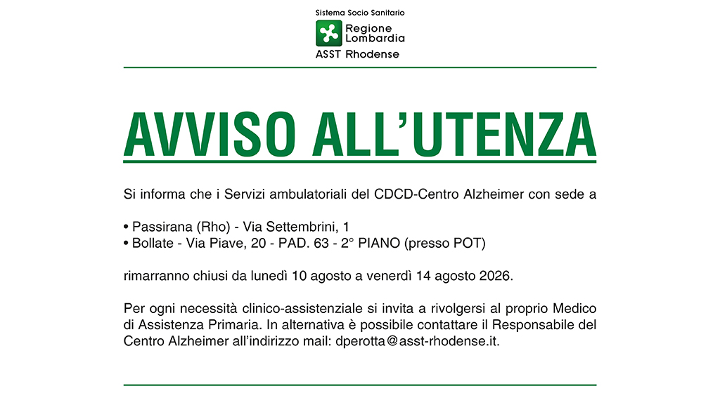 Chiusura centro alzheimer